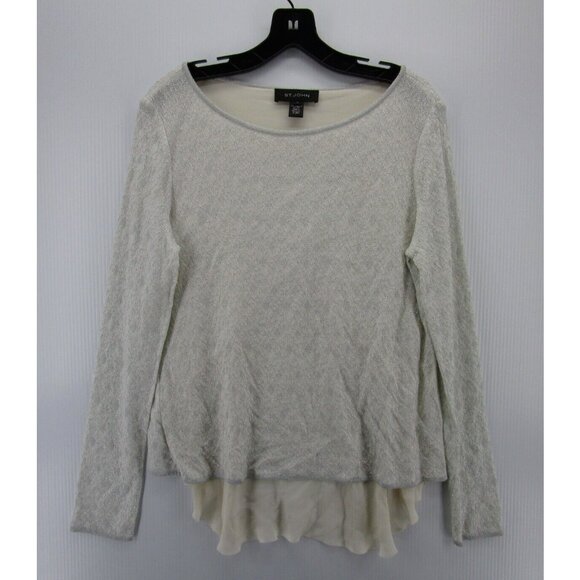 St John Top Medium Wrap Blouse Pullover Knit Boat Neck Lined Career - Picture 1 of 10